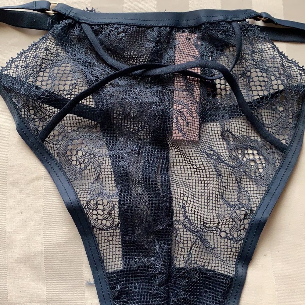 VS lace strappy panty dark 🌊 sea color - Picture 6 of 11